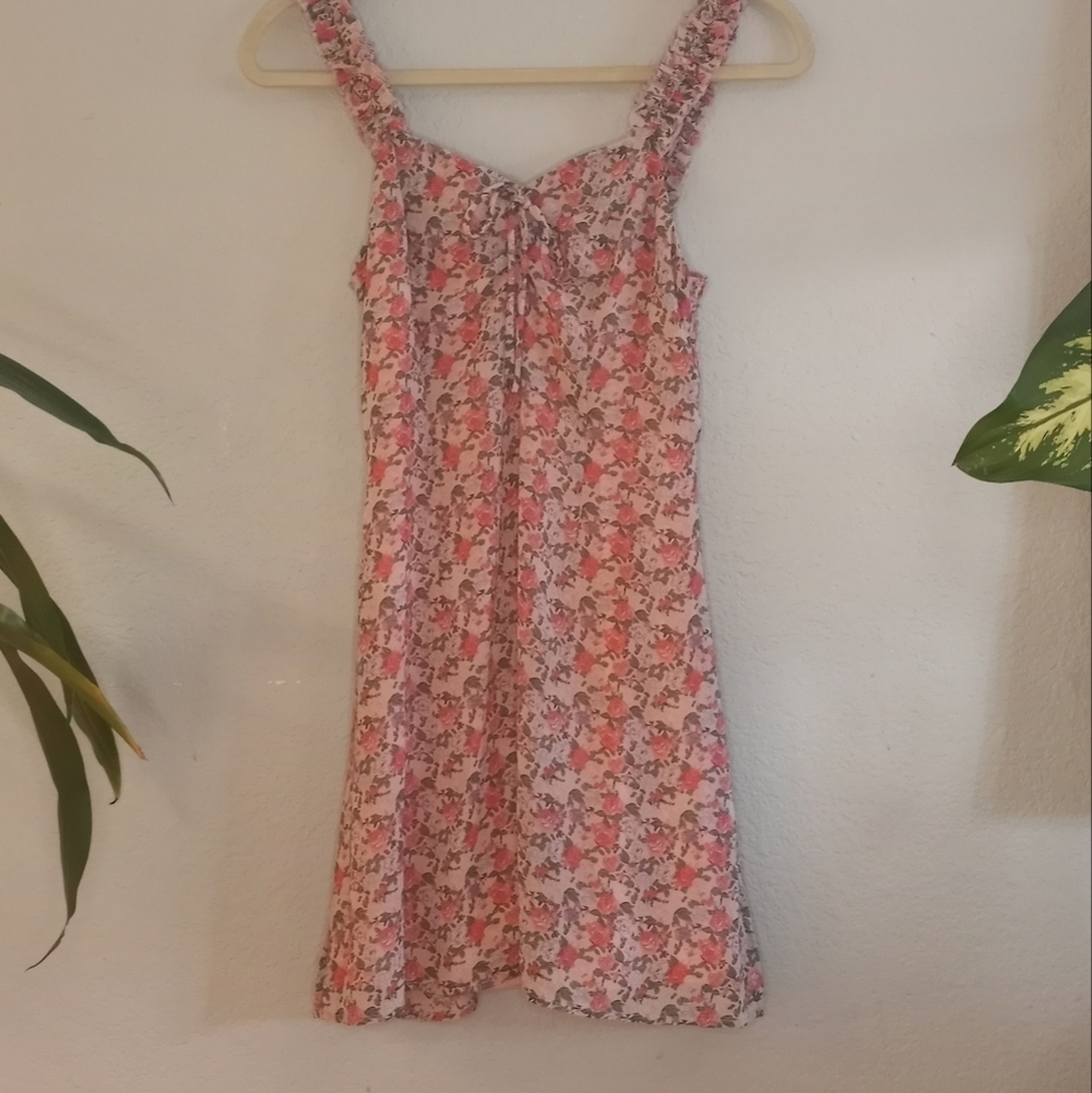Nasty Gal NWT Flowy Floral Babydoll Sweetheart Neckline Coquette Girl Mini Dress - Picture 3 of 7